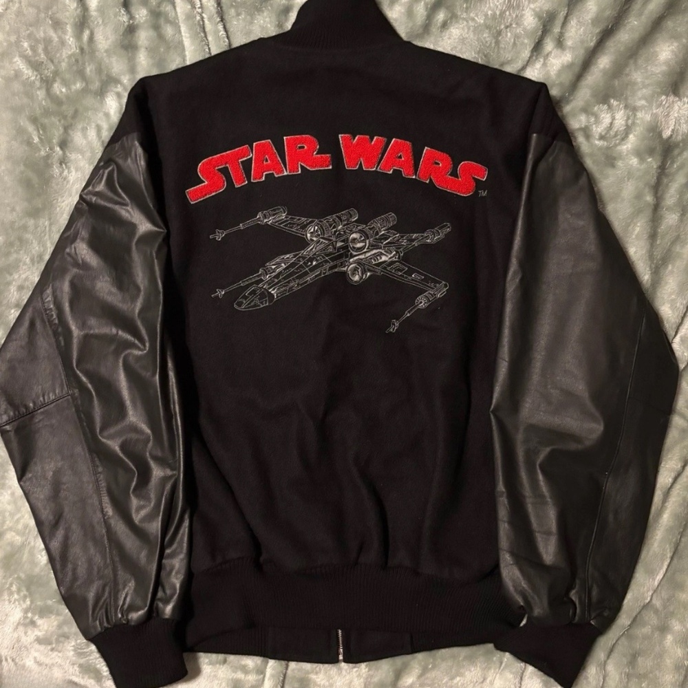 STAR WARS MILLENNIUM COLLECTION BOMBER JACKET, LEATHER WOOL SIZE L RARE VINTAGE
